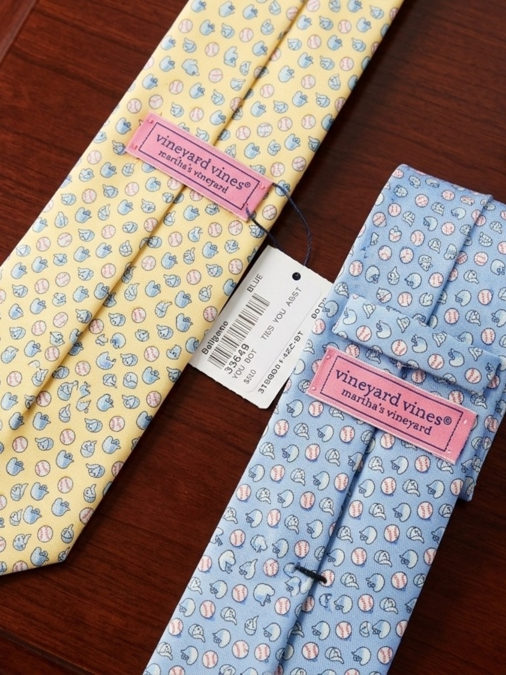 Teen Vineyard Vines Baseball Ties..Blue And Yellow - Picture 2 of 6
